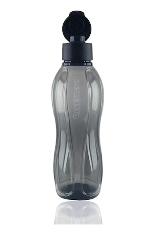 Eco 1 Litre - Siyah Kolay Açılır Kapaklı Suluk Matara Çevre Dostu Su Şişesi Siyah
