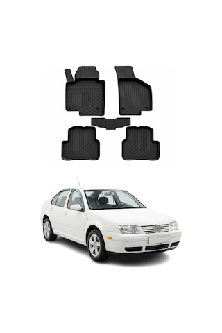 Volkswagen Bora 1998-2006 Uyumlu 4d Havuzlu Paspas Kauçuk Siyah 5 Parça