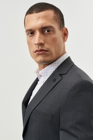 AC&Co / Altınyıldız Classics Altınyıldız Slim Fit Dar Kesim Mono Yaka Kareli Gri Takım Elbise 4a3023100042 001