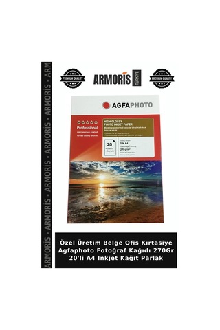 Özel Üretim Belge Ofis Kırtasiye Agfaphoto Fotoğraf Kağıdı 270gr 20'li A4 Inkjet Kağıt Parlak