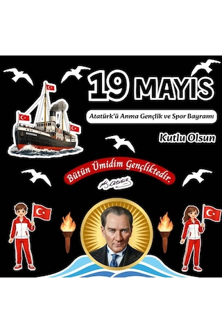 19 Mayıs Atatürk Ü Anma Gençlik Ve Spor Bayramı Pano Süsü Figür Seti Hazır Kesim Okul & Sınıf Dekoru 7