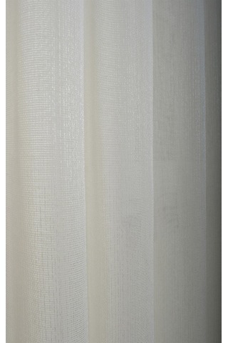 Damla Keten Görünümlü Leno Tül Perde Pilesiz Krem - Krem