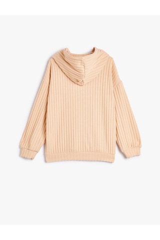 Koton Kapşonlu Sweatshirt Fitilli Yumuşak Dokulu Deve Tüyü 4wkg10218ak Taba