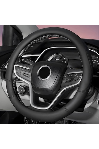 Yifomall 38cm Siyah Deri-silikon Araba Direksiyon Kılıfı - Kaymazsız, Nem Geçirir, Evrensel Uyum Otomobil, Suv, Karavan Siyah