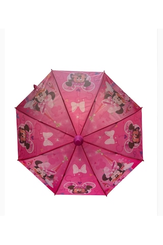 Almetra Minnie Mouse Desenli Pembe Kız Çocuk Şemsiyesi Koyu Pembe