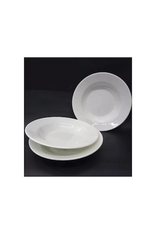 25 Adet Beyaz Melamin Çukur Yemek Tabağı 19x3 Cm Sulu Yemek Tabağı Haşlama,kurufasulye