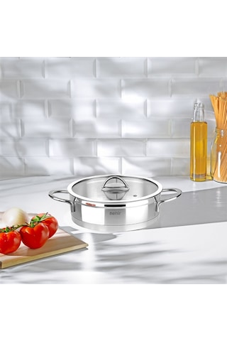 Nehir Silver Mat Trend 24 cm Sığ Tencere