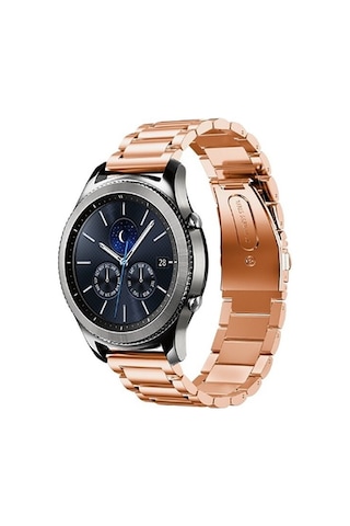 Samsung Galaxy Uyumlu Watch 46mm 22mm Krd-04 Metal Kordon - Gold