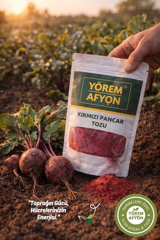 Yörem Afyon Doğal Renklendirici Ve Enerji Kaynağı Saf Nitratt Kırmızı Pancar Tozu Beta Vulgaris 120gr.