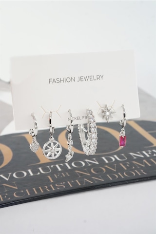 Kadın Vip Seri Mix Zirkon Taşlı 6'lı Küpe Seti - Gümüş