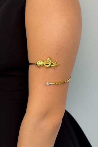 Gold Deniz Kabuğu Ve Kalp Pazu Bandı Üst Kol Bilekliği Ayarlanabilir Gold