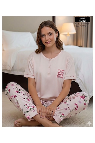 Miressa Pamuklu Pijama Takımı Açık Pembe