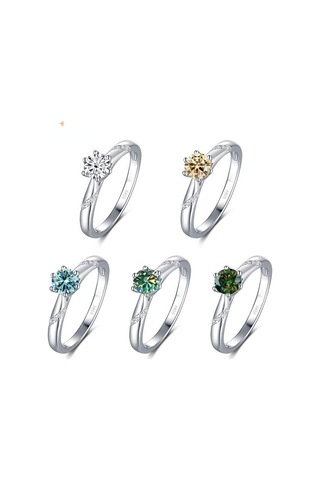 Bague Ringen Gerçek 1.0 Karat Mozanit Pırlanta Yüzük Kadınlar Için Güzel Takı 925 Ayar Gümüş Nişan Düğün Bayan Anillo Mavi Yeşil