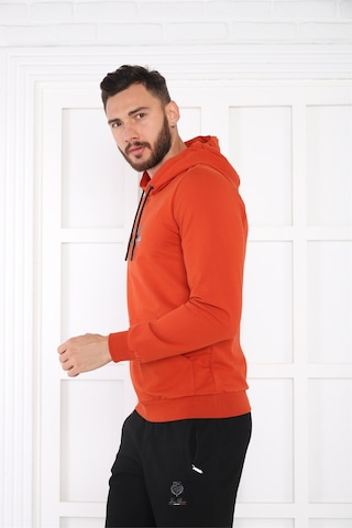 Escetic Spor Erkek Kiremit Cepli, Kapüşonlu Sweatshirt-4176
