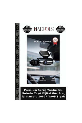 Premium Sürüş Yardımcısı Motorlu Taşıt Dijital Göz Araç İçi Kamera 1080p Ta09 Siyah