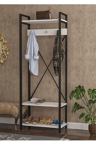 Wood House - Duru Vestiyer Portmanto - Beyaz