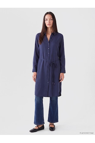 Lcw Everyday Lacivert Oversize Modal Karışımlı Kadın Gömlek Tunik
