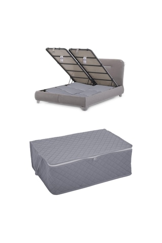 Adarya Home Çekyat Baza Tipi Hurç-Baza Altı Kazak-Yastık-Pike Saklama Hurcu 1 Adet 22 x 40 x 60 Antrasit