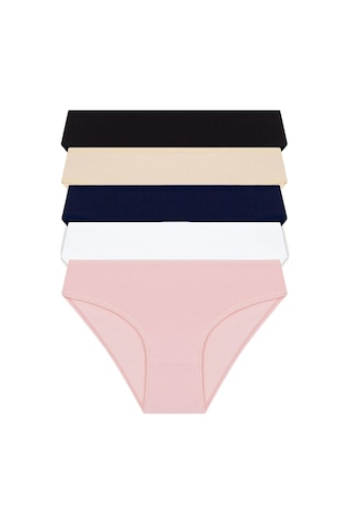 Basic Pamuklu Kadın Bikini Külot 5'li Paket çok Renkli Çok Renkli