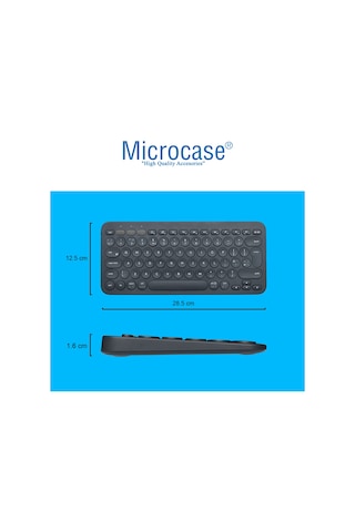 Microcase Yuvarlak Tuşlu Bluetooth Kablosuz Klavye - AL3048 Siyah