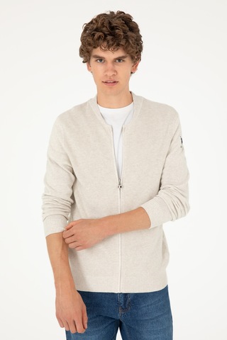U.s. Polo Assn. Erkek Taş Melanj Hırka Triko 50293528-vr225 Taş Melanj