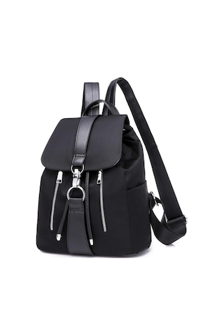 Yogodlns Kadın Sırt Çantası Tiki Tarzı Su Geçirmez Sırt Çantaları Metal Halka Fermuarlı Sırt Çantaları Siyah