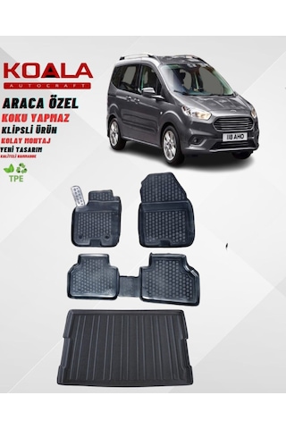 Ford Courier 2014-2023 Havuzlu Paspas Bagaj Havuzu 3d Ikili Set