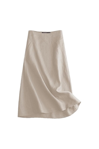 Zanzea Bayan Yaz Casual Yan Fermuarlı Pamuk Keten Etekler Bej