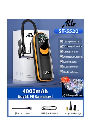 Dijital Basınç Göstergeli Oto Lastik Şişirme Pompası Hava Kompres