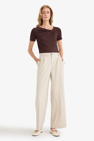 Defacto Slim Fit Dar Kesim Kayık Yaka Kısa Kollu Bluz F8008ax25aubn340 Kahve
