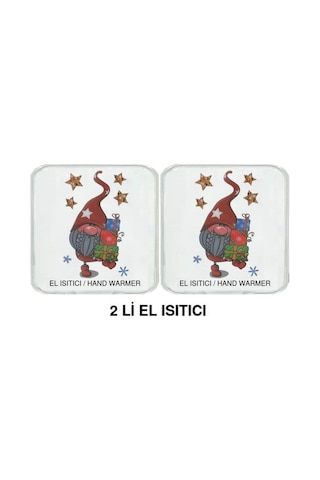 2 Adet Yıldızlı Noel Cücesi Cep Sobası,el Isıtıcı,sıcak Su Torbası Pvc 10x9,5cm Beyaz