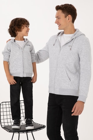 U.S. Polo Assn. Erkek Regular Fit Açık Gri Şardonlu Örme Hırka 50313755-VR001