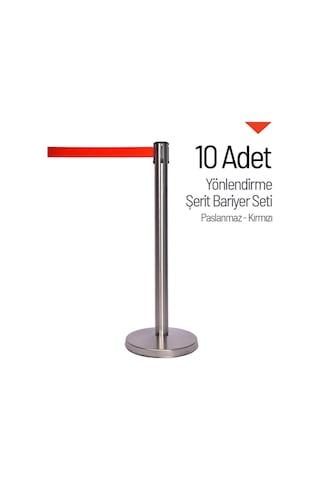 Yönlendirme Şerit Bariyer 10 Adet İndirimli Set - Paslanmaz-3411