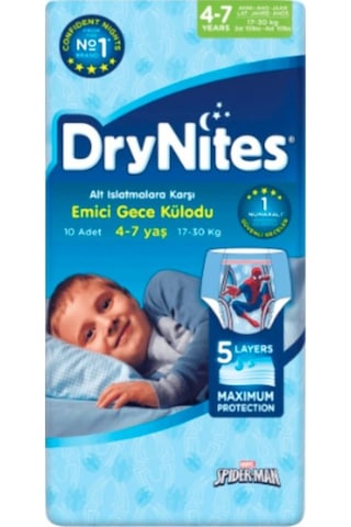 Drynites Erkek Emici Gece Külodu 17-30 KG 4-7 Yaş 10 Adet