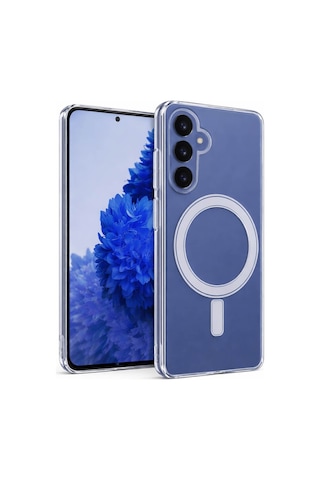 Samsung Galaxy S25 Fe Uyumlu Kamera Korumalı Magsafe Wireless Şarj Özellikli Lüks Şeffaf Silikon Telefon Kılıfı Resimdeki