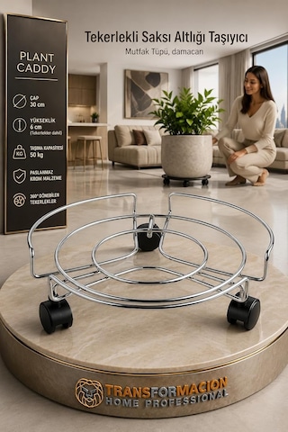 Transformacion Tekerlekli Saksı Tüp Damacana Altlığı - Taşıyıcı Mutfak Tüpü Taşıyıcı 30 Cm Çap 3 Tekerle Diğer