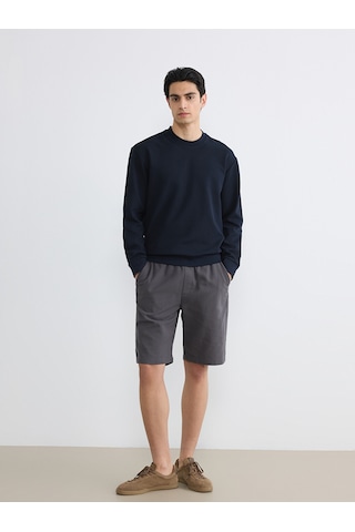 Lcw Vision Lacivert Bisiklet Yaka Erkek Sweatshirt