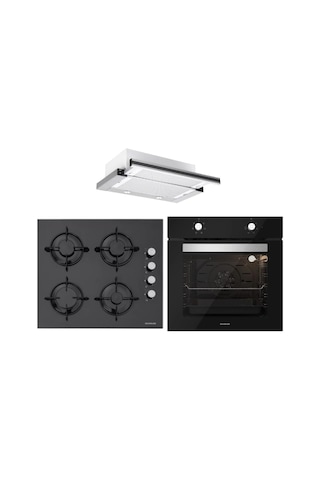 Silverline BO6501B01 - CS5349B01 - 1140 Crystal Line 60 Siyah Ankastre Set