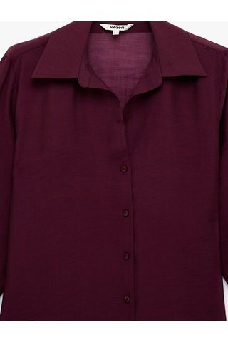 Koton Modal Kumaş Regular Fit Uzun Kollu Klasik Yaka Gömlek Bordo 6sak60127pw Bordo