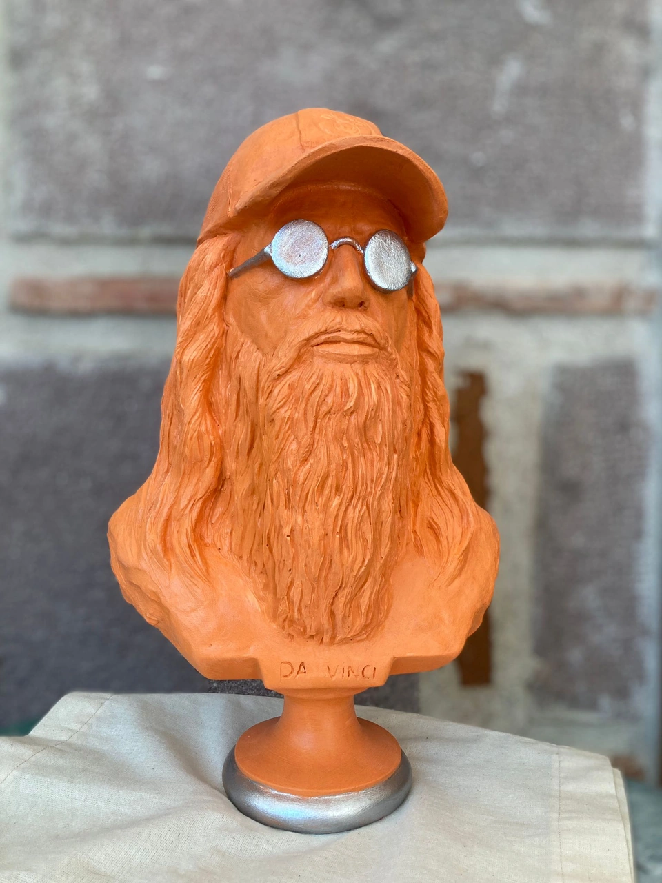 Neon Leonardo Da Vinci Büst Turuncu