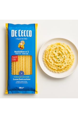 De Cecco Mafaldine 500 G İtalyan Makarna, Dalgalı Şerit Form Sos Tutucu
