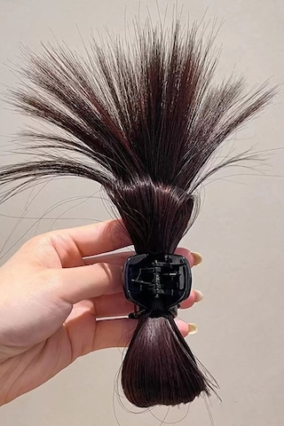 Caş Dekorasyon Koyu Kahve Renk Dağınık Topuz Model Mandal Toka Koyu Kahverengi
