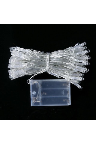 CajuArt Dekoratif 10 Metre Günışığı Sarı Renk Pilli Şeffaf İp Led Lamba