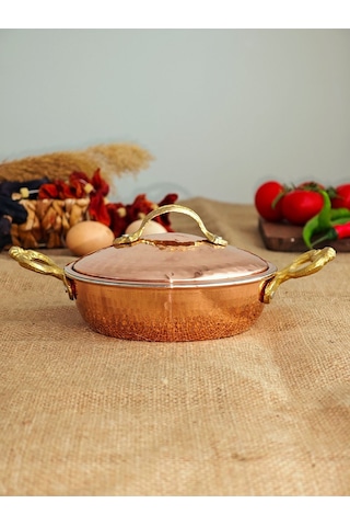 Modabakır Bakır Kapaklı Tava 16 Cm Model:5655555 Bakır