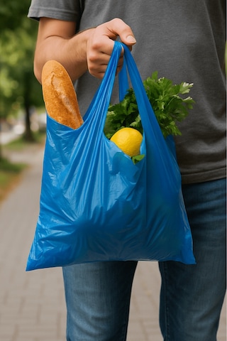 Mavi Atlet Poşet Market Bakkal Manav Mağaza Alışveriş Taşıma Torbası 43x90 Cm 50 Adet