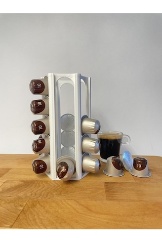 Nespresso Uyumlu Kapsül Kahve Tutucu Stand - 30 Kapsül - Beyaz