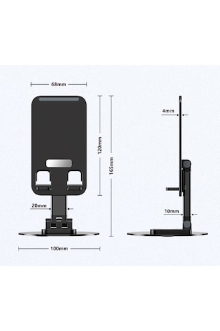 Kenpazar Katlanabilir Telefon Tutucu Stand Yuvarlak Tabanlı Siyah