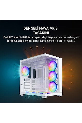 James Donkey Stark S801 7xargb Temperli Cam 650w 80+ Bronze Atx Beyaz Gaming Oyuncu Kasa