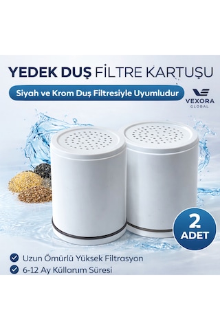 20 Aşamalı Duş Filtre Kartuşları 2 Adet Beyaz
