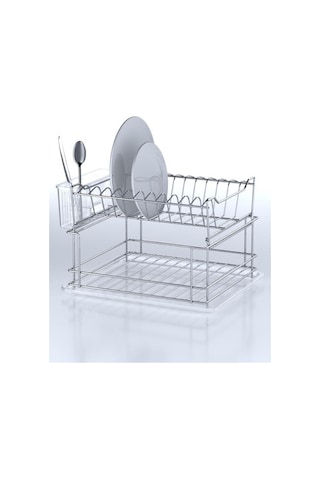 Geseus Home İki Katlı Modüler Tabaklık Bulaşıklık Krom Şeffaf Kb1 Şeffaf